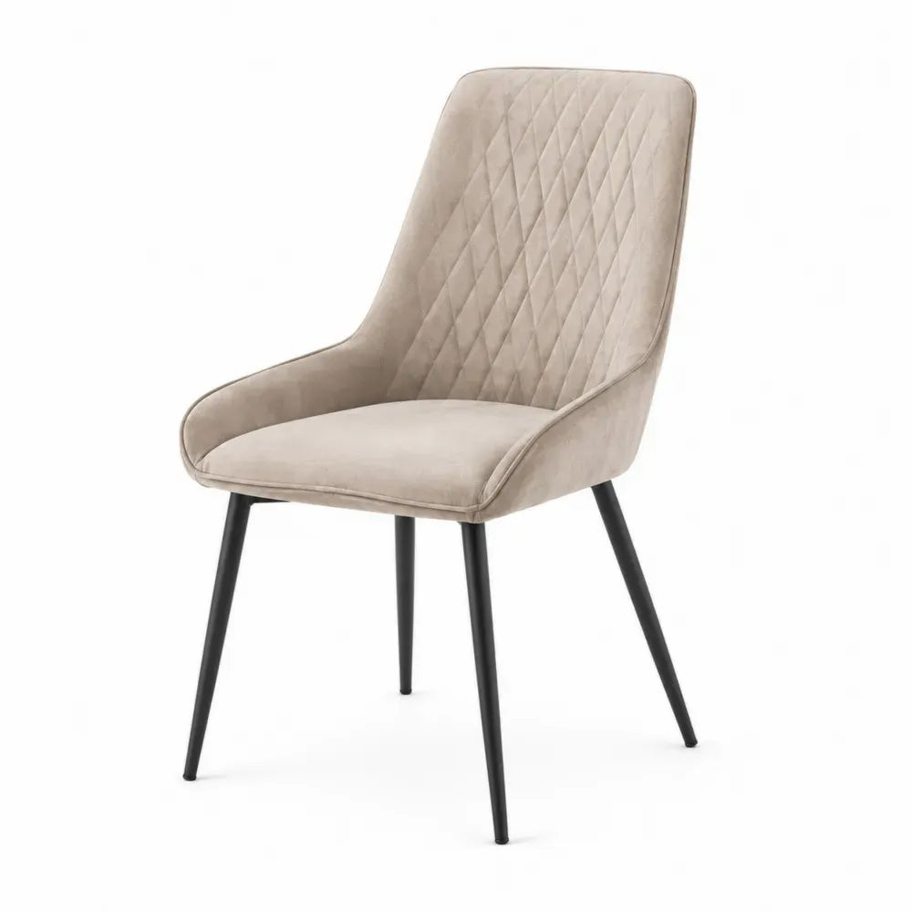 Esszimmerstuhl Armlehnstuhl gepolstert Schalenform Polyester Velours Stahl Taupe Schwarz 55 x 61 x 86 cm