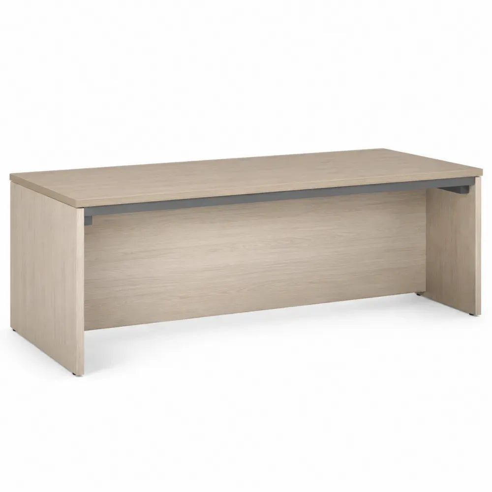 Schreibtisch Bürotisch rechteckig mit Sichtblende melaminbeschichtete Spanplatte Eiche hell Grau 160 x 70 x 75 cm
