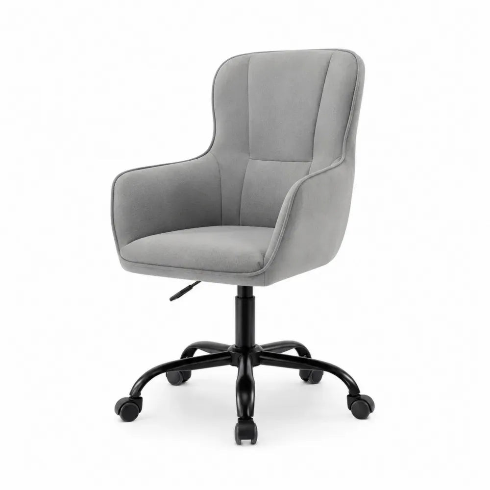 Bürostuhl Drehstuhl mit Armlehnen Rollen höhenverstellbar Polyestergewebe Stahl Grau Schwarz 62 x 64 x 84-94 cm