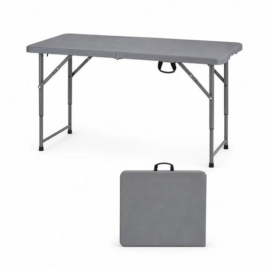 Klapptisch Gartentisch faltbar mit Tragegriff 180 x 74 x 74 cm HDPE-Kunststoff pulverbeschichteter Stahl rechteckig Grau Dunkelgrau Schwarz