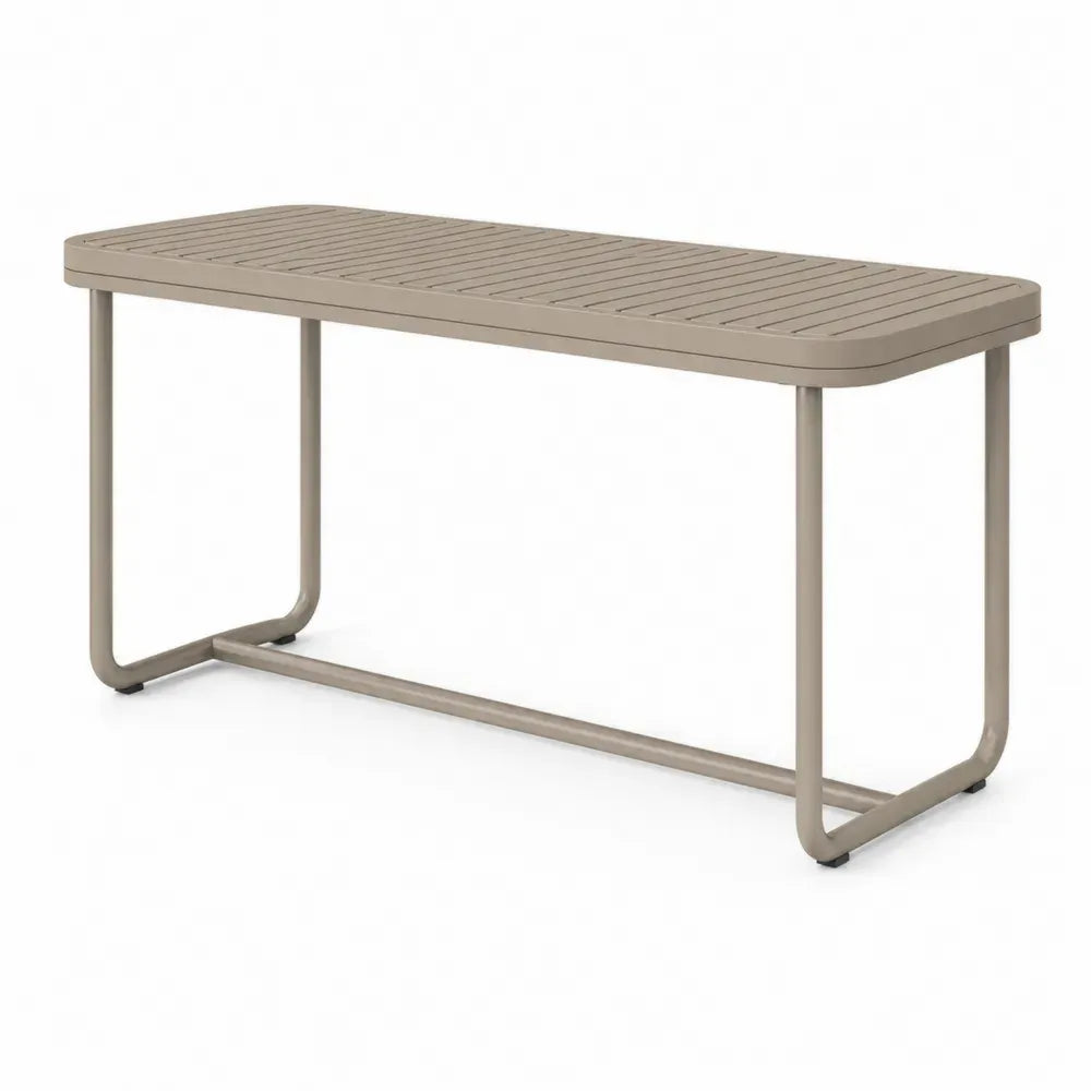 Gartentisch rechteckig mit Lamellentischplatte 183 x 76 x 74 cm pulverbeschichteter Stahl Taupe Schwarz