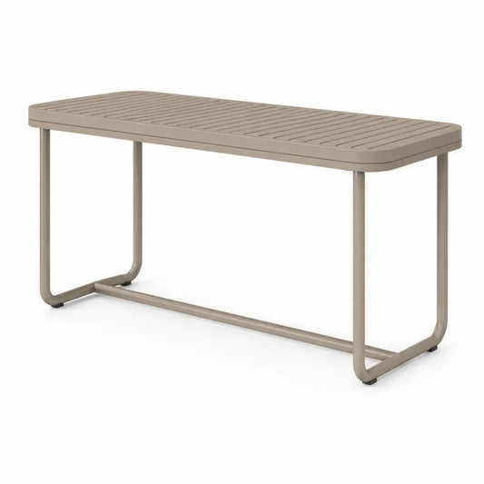 Gartentisch rechteckig mit Lamellentischplatte 183 x 76 x 74 cm pulverbeschichteter Stahl Taupe Schwarz
