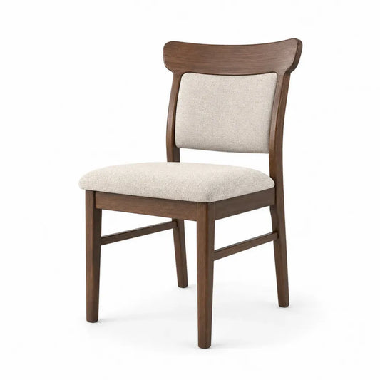 Esszimmerstuhl Polsterstuhl ohne Armlehnen Kautschukholz Polyestergewebe Braun Beige 48 x 55 x 92 cm