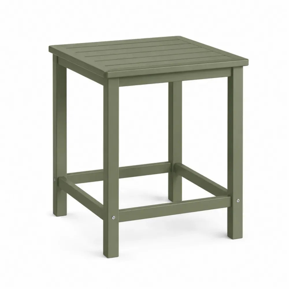 Gartentisch Beistelltisch quadratisch mit Lamellentischplatte aus lackiertem Akazienholz Olivgrün 50 x 50 x 50 cm