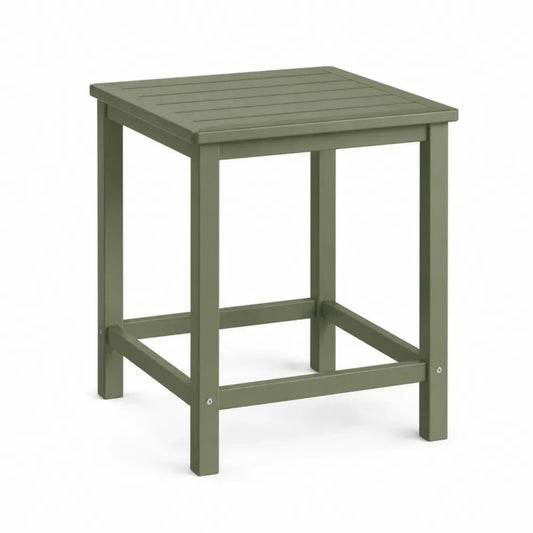 Gartentisch Beistelltisch quadratisch mit Lamellentischplatte aus lackiertem Akazienholz Olivgrün 50 x 50 x 50 cm